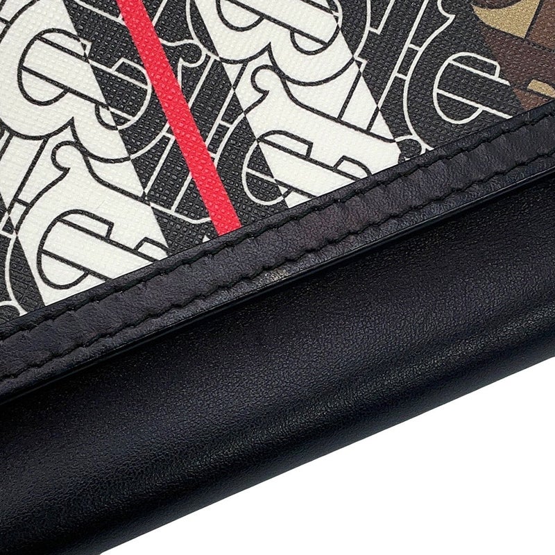 バーバリー チェーンショルダーバッグ TBモノグラム PVC レザー BURBERRY 黒