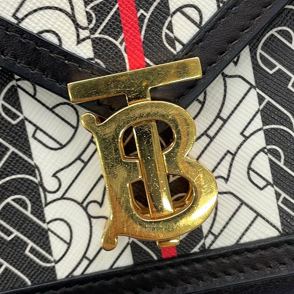 バーバリー チェーンショルダーバッグ TBモノグラム PVC レザー BURBERRY 黒
