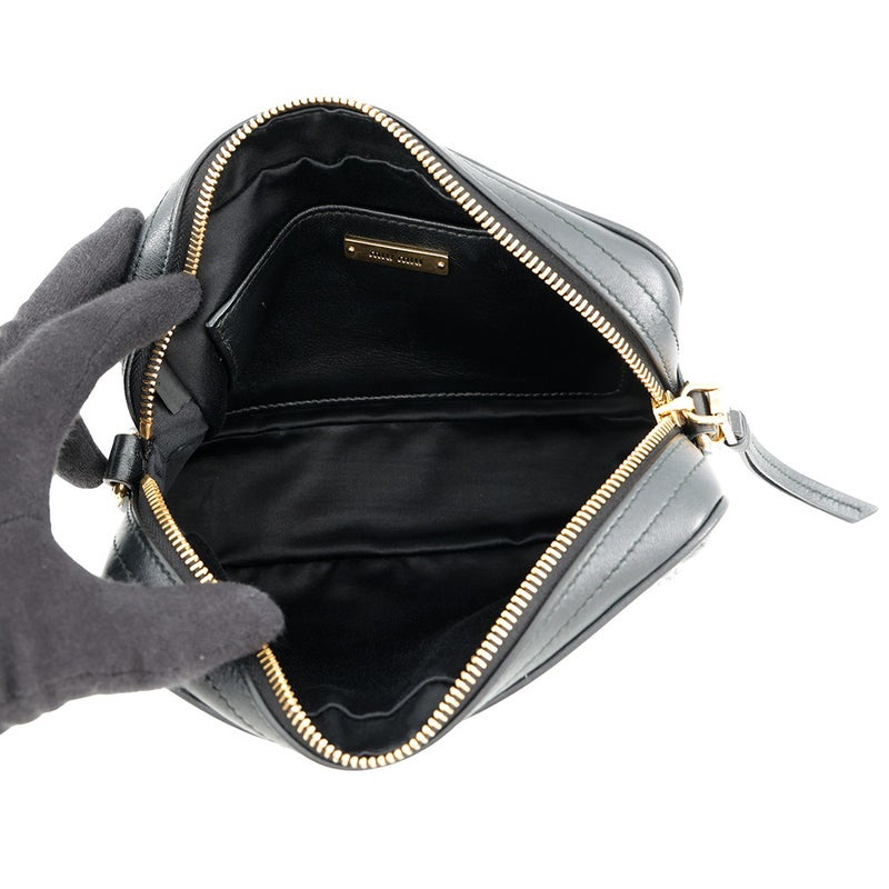 ミュウミュウ チェーンショルダーバッグ マテラッセ ビジュー レザー 5BH118 Miu Miu 黒