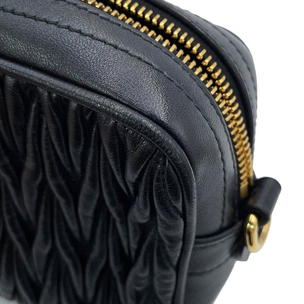 ミュウミュウ チェーンショルダーバッグ マテラッセ ビジュー レザー 5BH118 Miu Miu 黒