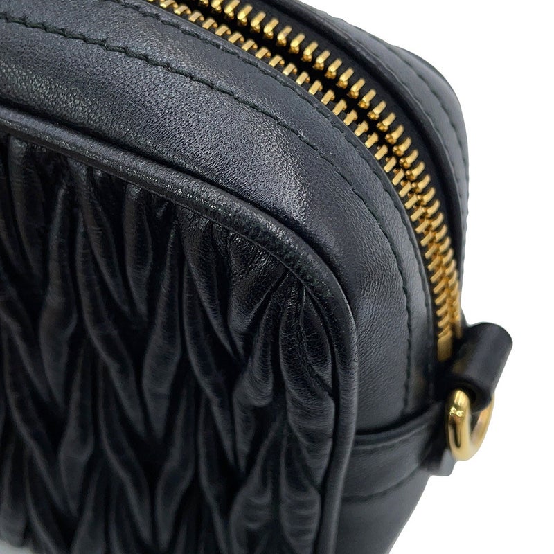 ミュウミュウ チェーンショルダーバッグ マテラッセ ビジュー レザー 5BH118 Miu Miu 黒