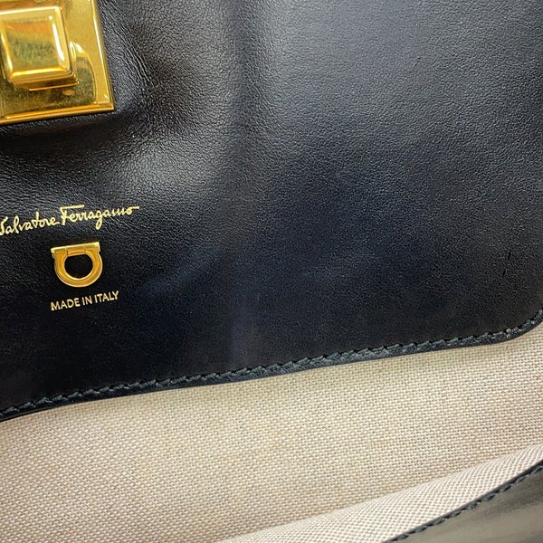 サルヴァトーレ・フェラガモ トートバッグ ガンチーニ キャンバス レザー 21H663 Ferragamo 黒