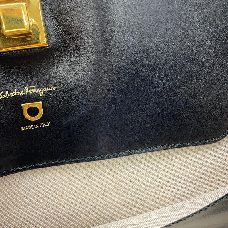 サルヴァトーレ・フェラガモ トートバッグ ガンチーニ キャンバス レザー 21H663 Ferragamo 黒