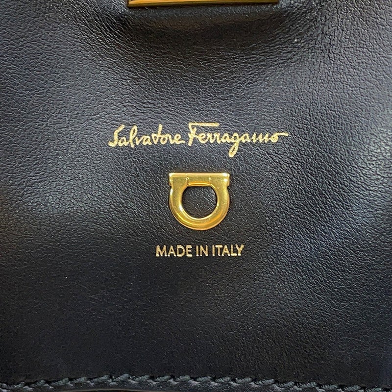 サルヴァトーレ・フェラガモ トートバッグ ガンチーニ キャンバス レザー 21H663 Ferragamo 黒