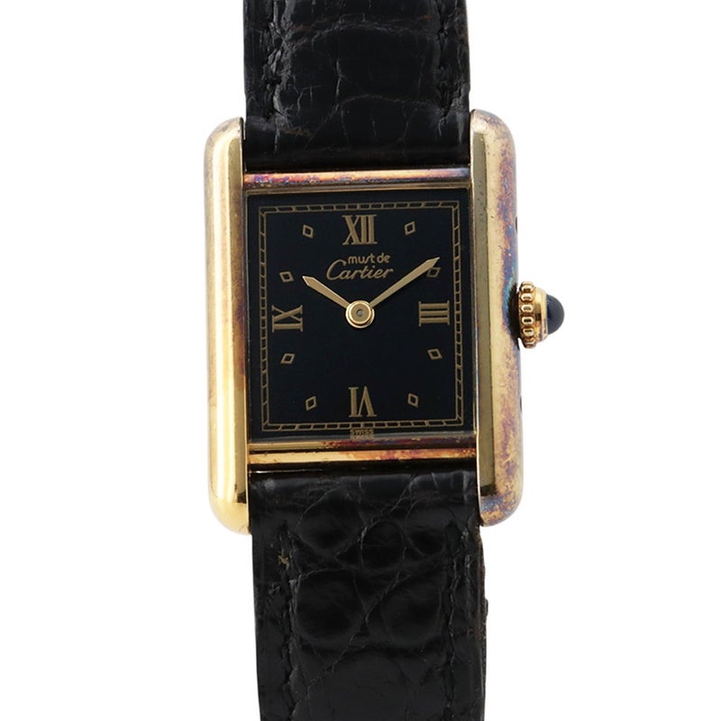 カルティエ マストタンク SM ヴェルメイユ W1001354 Cartier 腕時計 黒文字盤