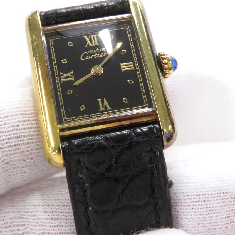 カルティエ マストタンク SM ヴェルメイユ W1001354 Cartier 腕時計 黒文字盤