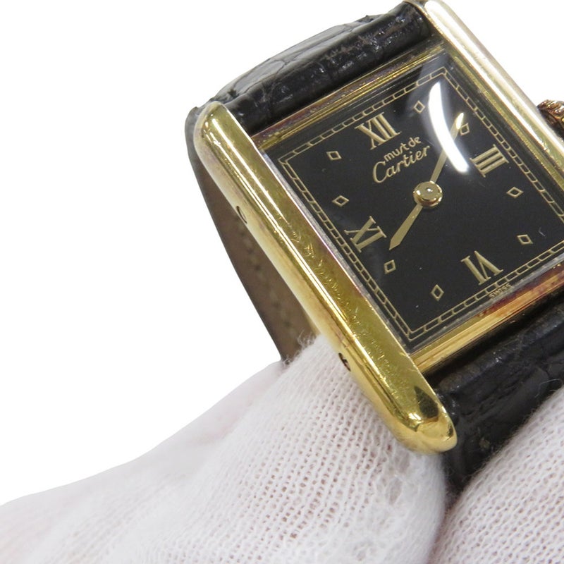 カルティエ マストタンク SM ヴェルメイユ W1001354 Cartier 腕時計 黒文字盤