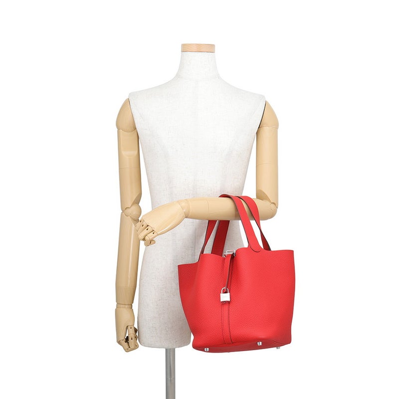 エルメス ハンドバッグ ピコタンロックMM ルージュトマト/シルバー金具 トリヨンクレマンス K刻印 HERMES トートバッグ