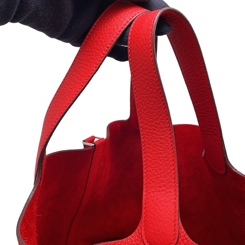 エルメス ハンドバッグ ピコタンロックMM ルージュトマト/シルバー金具 トリヨンクレマンス K刻印 HERMES トートバッグ
