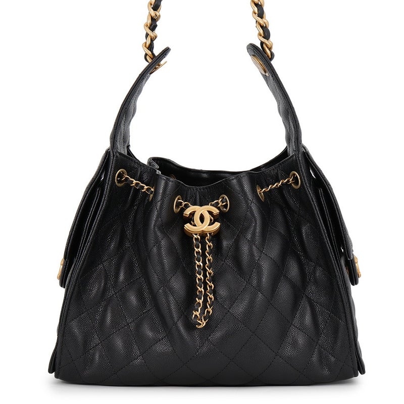 シャネル チェーンショルダーバッグ ココマーク CHANEL 25 スモール キャビアスキン AS5293 CHANEL 黒