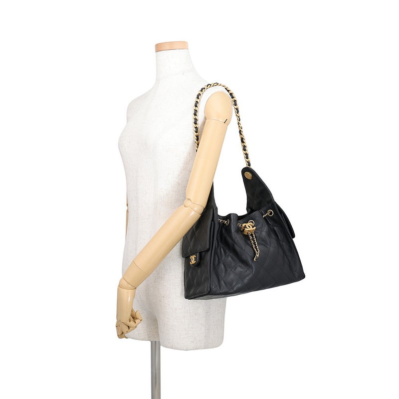 シャネル チェーンショルダーバッグ ココマーク CHANEL 25 スモール キャビアスキン AS5293 CHANEL 黒