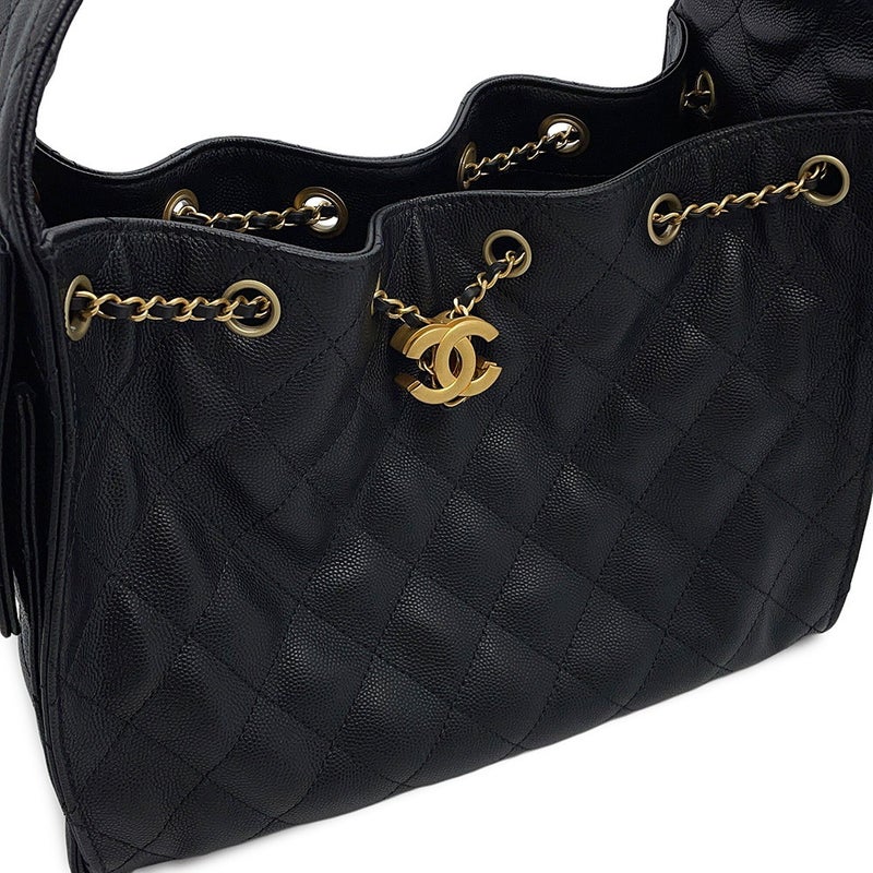 シャネル チェーンショルダーバッグ ココマーク CHANEL 25 スモール キャビアスキン AS5293 CHANEL 黒