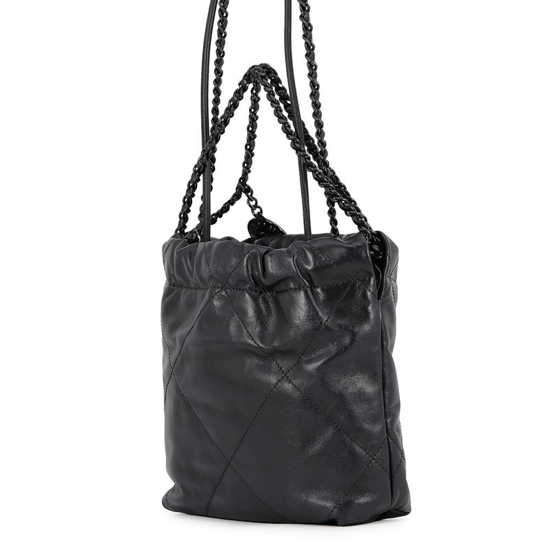 シャネル ハンドバッグ CHANEL22 ミニ ココマーク シャイニーカーフスキン AS3980 CHANEL 2wayショルダー 黒