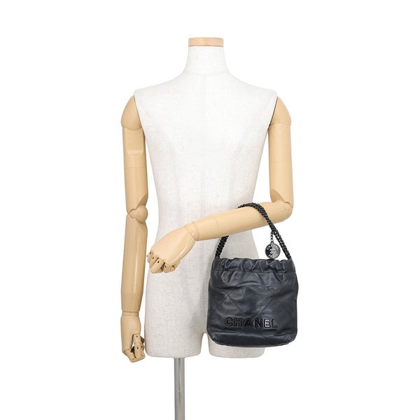 シャネル ハンドバッグ CHANEL22 ミニ ココマーク シャイニーカーフスキン AS3980 CHANEL 2wayショルダー 黒