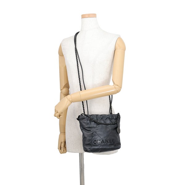 シャネル ハンドバッグ CHANEL22 ミニ ココマーク シャイニーカーフスキン AS3980 CHANEL 2wayショルダー 黒