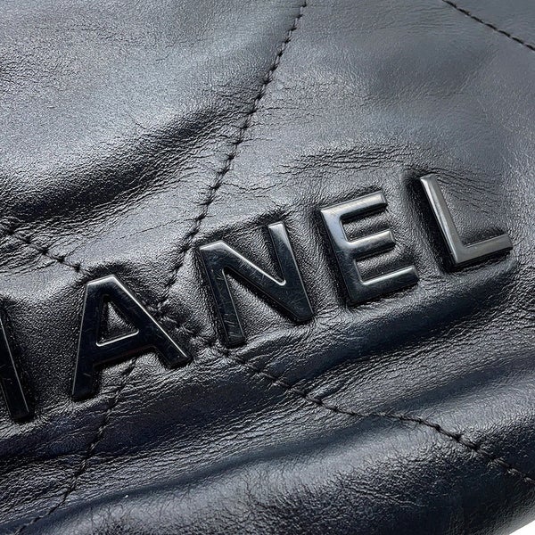 シャネル ハンドバッグ CHANEL22 ミニ ココマーク シャイニーカーフスキン AS3980 CHANEL 2wayショルダー 黒