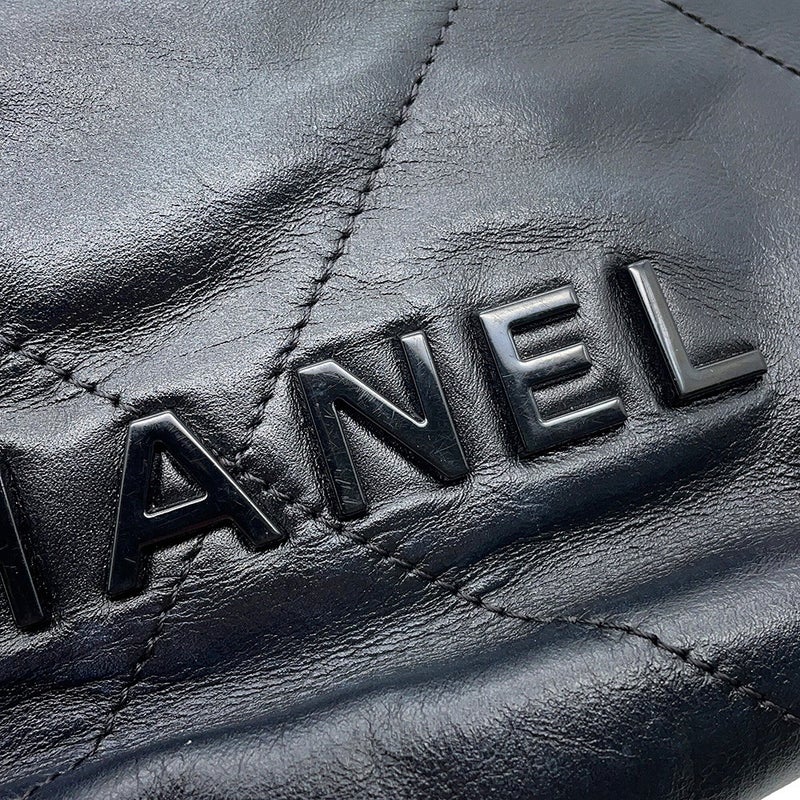 シャネル ハンドバッグ CHANEL22 ミニ ココマーク シャイニーカーフスキン AS3980 CHANEL 2wayショルダー 黒