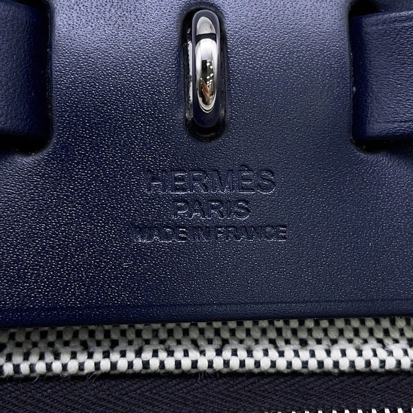 エルメス エールバッグジップPM ブルーニュイ/ブラック/シルバー金具 トワルアッシュベルリンヌ/ヴァッシュハンター W刻印 黒
