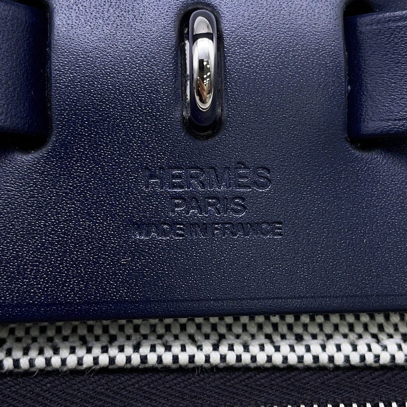 エルメス エールバッグジップPM ブルーニュイ/ブラック/シルバー金具 トワルアッシュベルリンヌ/ヴァッシュハンター W刻印 黒