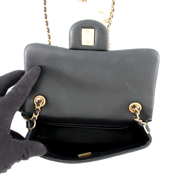 シャネル チェーンショルダーバッグ ミニ マトラッセ ココマーク ラムスキンAS3456 CHANEL ハート 黒
