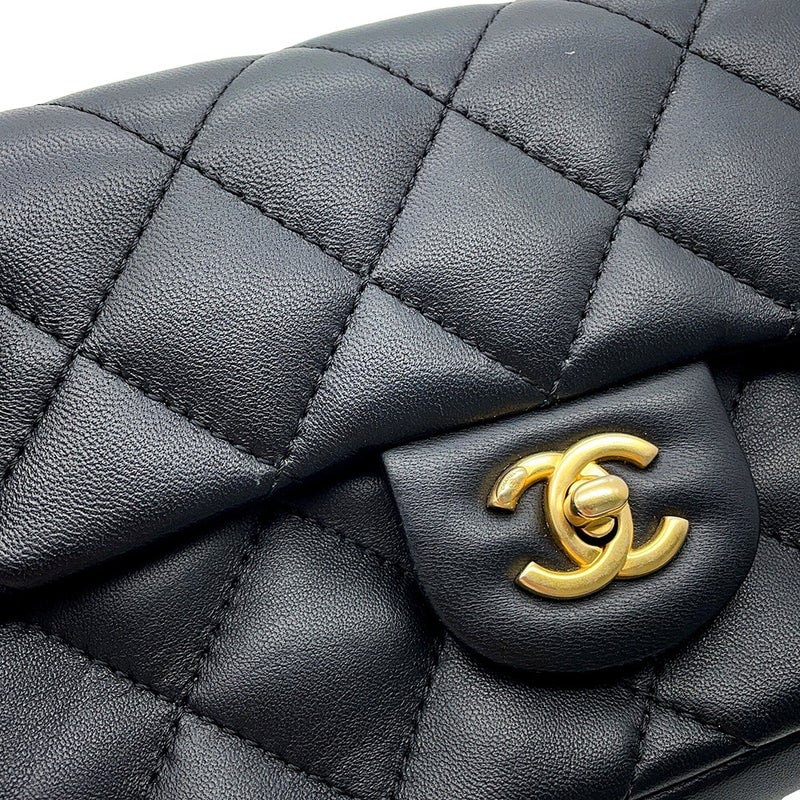 シャネル チェーンショルダーバッグ ミニ マトラッセ ココマーク ラムスキンAS3456 CHANEL ハート 黒