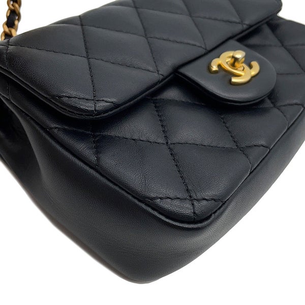シャネル チェーンショルダーバッグ ミニ マトラッセ ココマーク ラムスキンAS3456 CHANEL ハート 黒