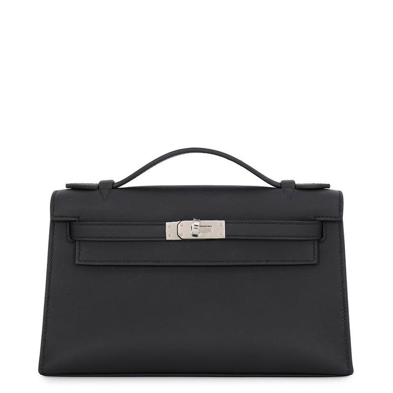 エルメス ハンドバッグ ポシェットケリー ブラック/シルバー金具 スイフト K刻印 HERMES バッグ 黒
