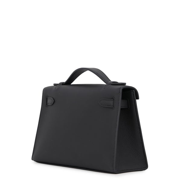 エルメス ハンドバッグ ポシェットケリー ブラック/シルバー金具 スイフト K刻印 HERMES バッグ 黒