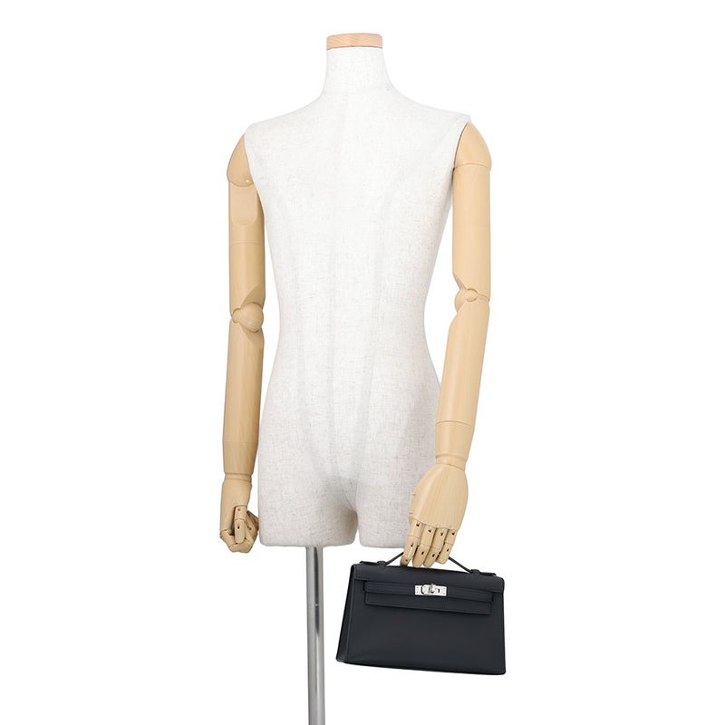 エルメス ハンドバッグ ポシェットケリー ブラック/シルバー金具 スイフト K刻印 HERMES バッグ 黒