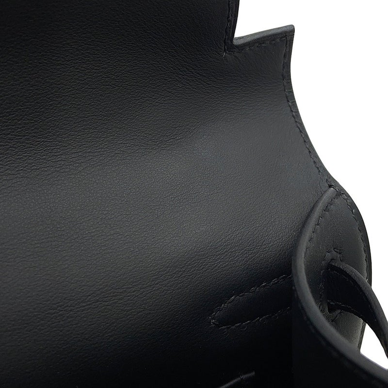 エルメス ハンドバッグ ポシェットケリー ブラック/シルバー金具 スイフト K刻印 HERMES バッグ 黒