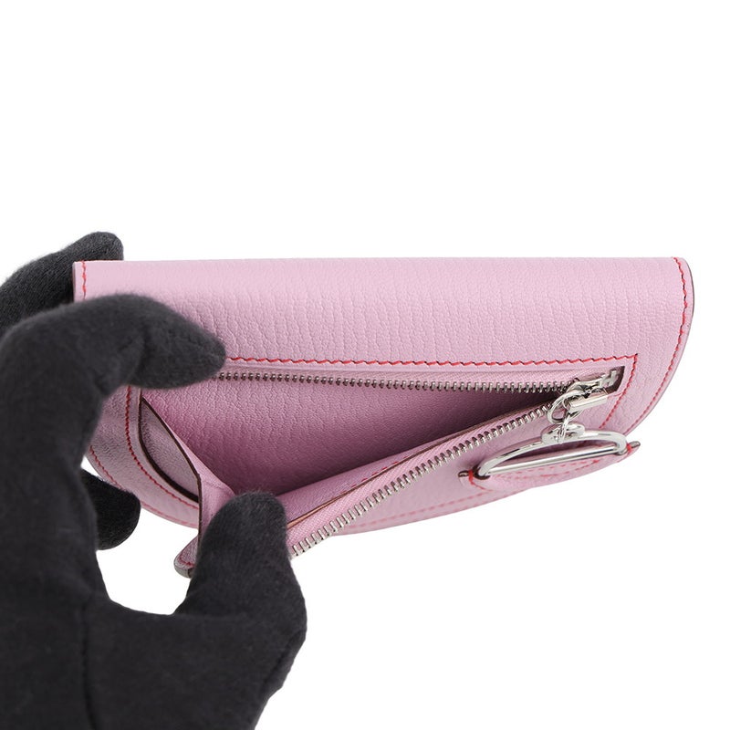 エルメス 二つ折り財布 インザループ コンパクト モーヴシルベストル/シルバー金具 シェブルミゾル D刻印 シェーブル