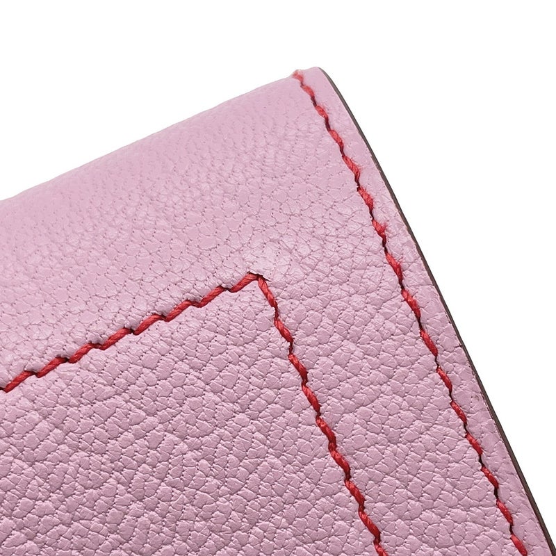 エルメス 二つ折り財布 インザループ コンパクト モーヴシルベストル/シルバー金具 シェブルミゾル D刻印 シェーブル