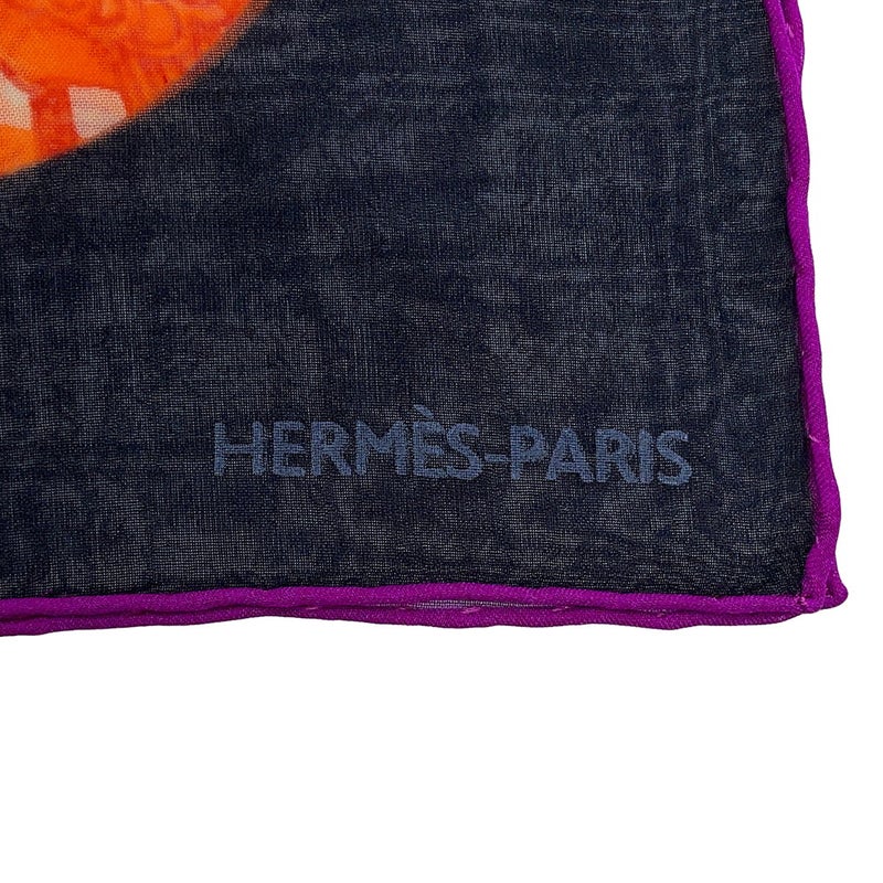 エルメス ロングストール シルクモスリン ボルヂュック HERMES メダイヨン 黒