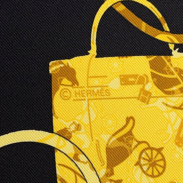 エルメス スカーフ カレ65 ケリー・カレーシュ Kelly en Caleche シルク HERMES 黒