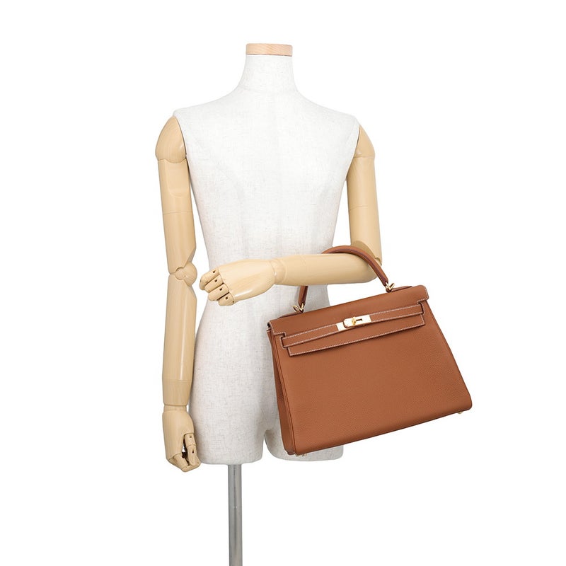 エルメス ハンドバッグ ケリー32 内縫い ゴールド/ゴールド金具 トゴ X刻印 HERMES Kelly 2wayバッグ