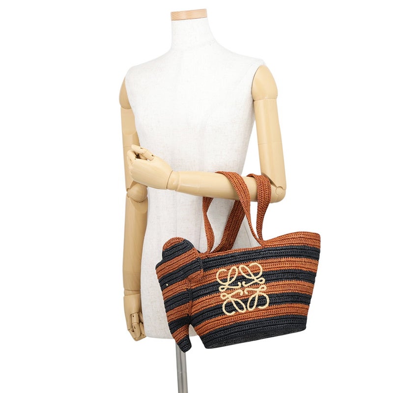 ロエベ ハンドバッグ パウラズイビザ エレファント バスケットバッグ スモール ラフィア LOEWE かごバッグ ゾウ 黒