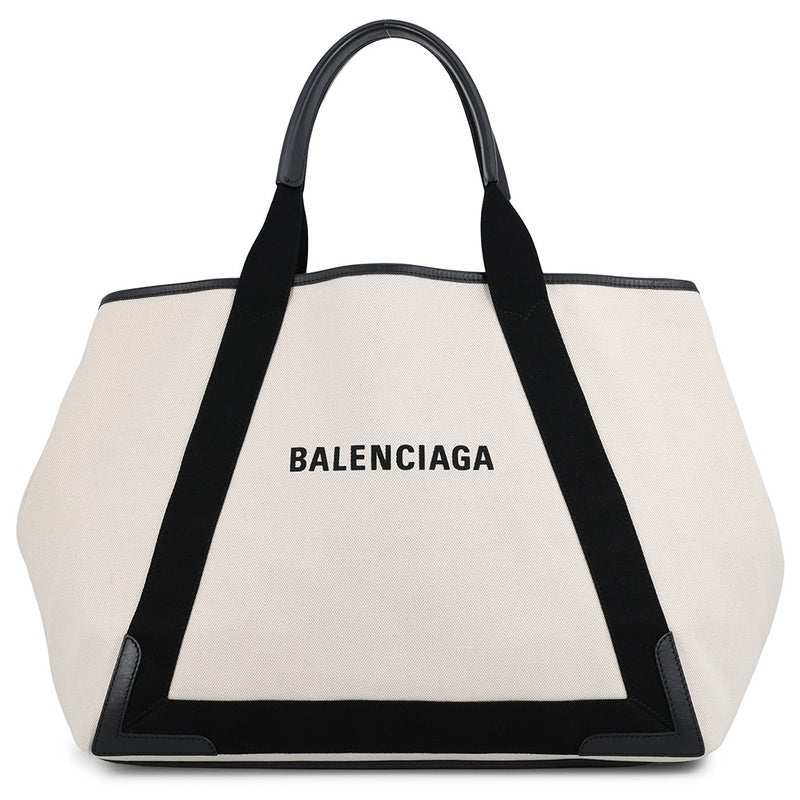 バレンシアガ トートバッグ ネイビーカバス M キャンバス/レザー 339936 BALENCIAGA ポーチ付き 黒
