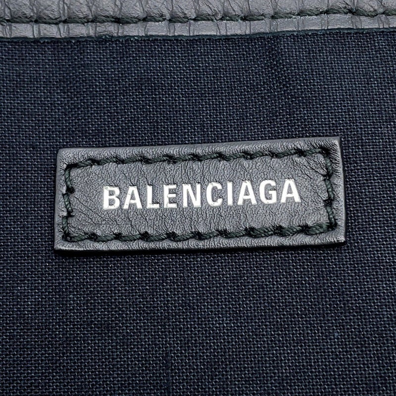 バレンシアガ トートバッグ ネイビーカバス M キャンバス/レザー 339936 BALENCIAGA ポーチ付き 黒