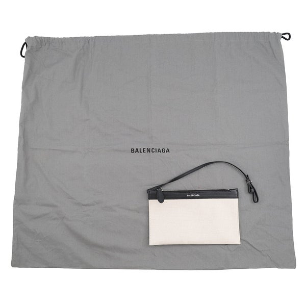 バレンシアガ トートバッグ ネイビーカバス M キャンバス/レザー 339936 BALENCIAGA ポーチ付き 黒