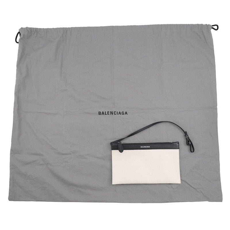 バレンシアガ トートバッグ ネイビーカバス M キャンバス/レザー 339936 BALENCIAGA ポーチ付き 黒