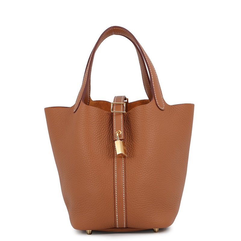 エルメス ハンドバッグ ピコタンロックPM ゴールド/ゴールド金具 トリヨンクレマンスG刻印 HERMES トートバッグ