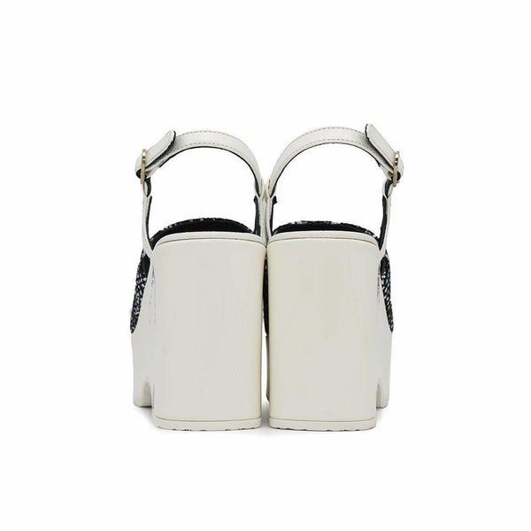 シャネル サンダル ココマーク 厚底 ウェッジソール スパンコール ツイード レディースサイズ36C G45621 CHANEL 靴 黒 白