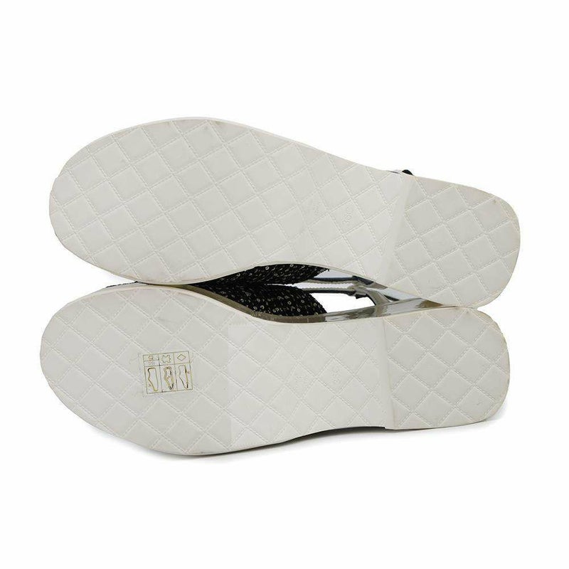 シャネル サンダル ココマーク 厚底 ウェッジソール スパンコール ツイード レディースサイズ36C G45621 CHANEL 靴 黒 白