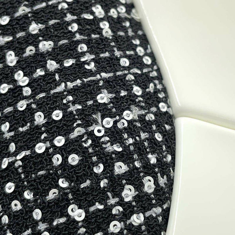 シャネル サンダル ココマーク 厚底 ウェッジソール スパンコール ツイード レディースサイズ36C G45621 CHANEL 靴 黒 白