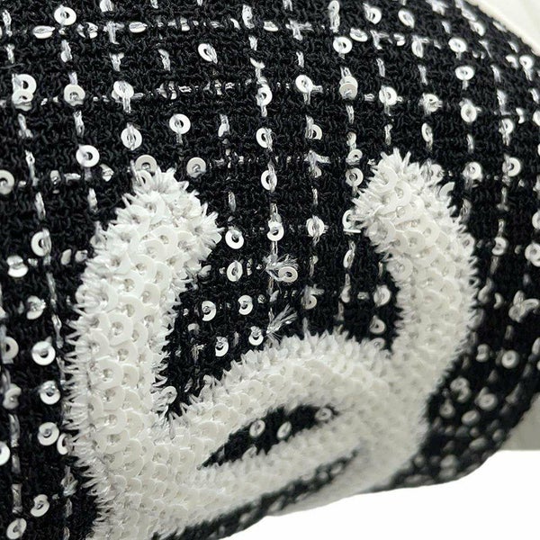 シャネル サンダル ココマーク 厚底 ウェッジソール スパンコール ツイード レディースサイズ36C G45621 CHANEL 靴 黒 白