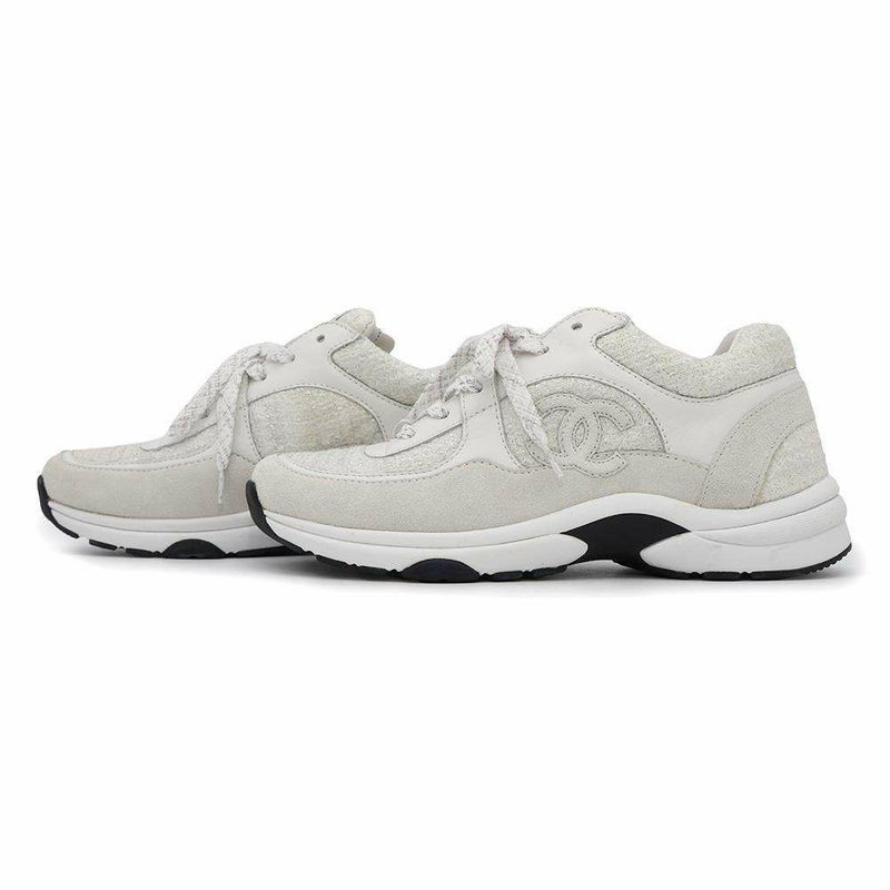 シャネル スニーカー ココマーク ツイード レディースサイズ37 G38299 CHANEL 靴 白