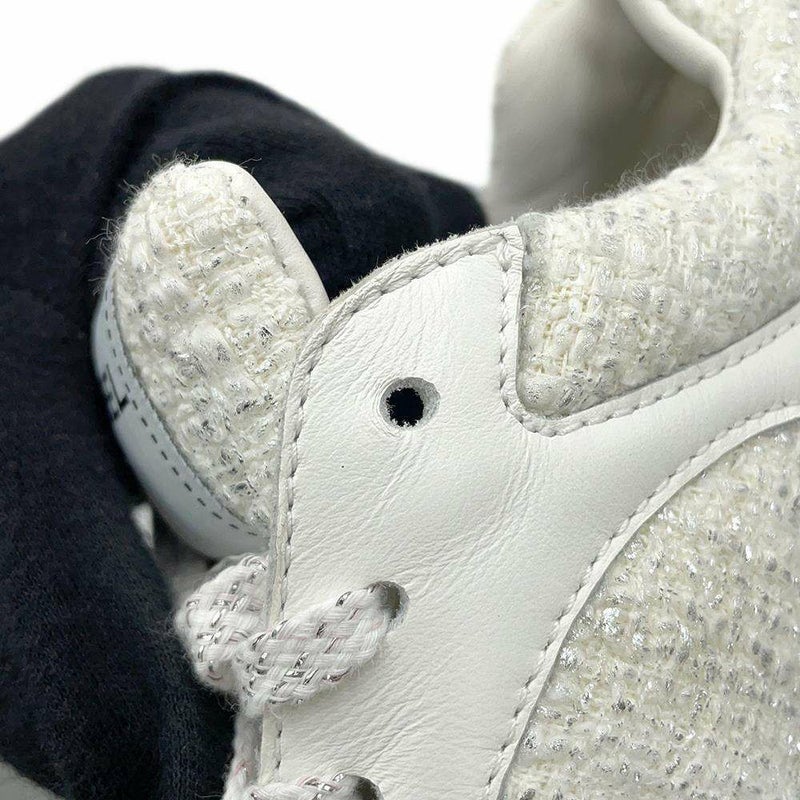 シャネル スニーカー ココマーク ツイード レディースサイズ37 G38299 CHANEL 靴 白