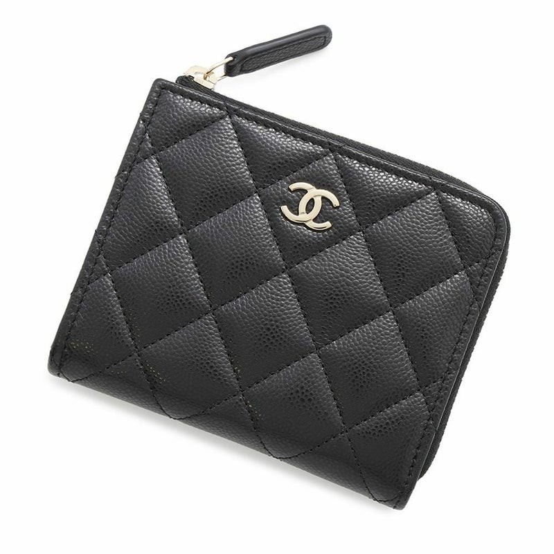 シャネル コインケース マトラッセ ココマーク キャビアスキン L字ファスナー AP3999 財布 カードケース 黒