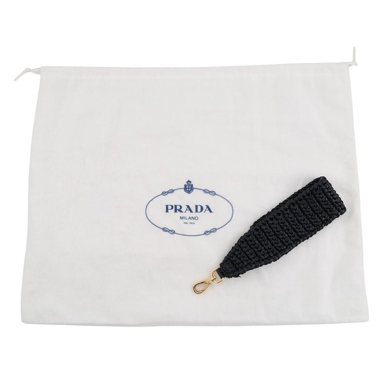 プラダ クラッチバッグ ロゴ ラフィア 1BF129.2A2T PRADA 黒