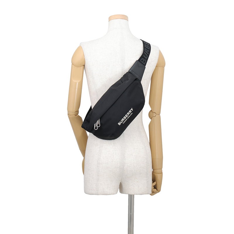 バーバリー ボディバッグ ロゴ ソニー ナイロン レザー 8049095 BURBERRY ベルトバッグ ウエストバッグ 黒